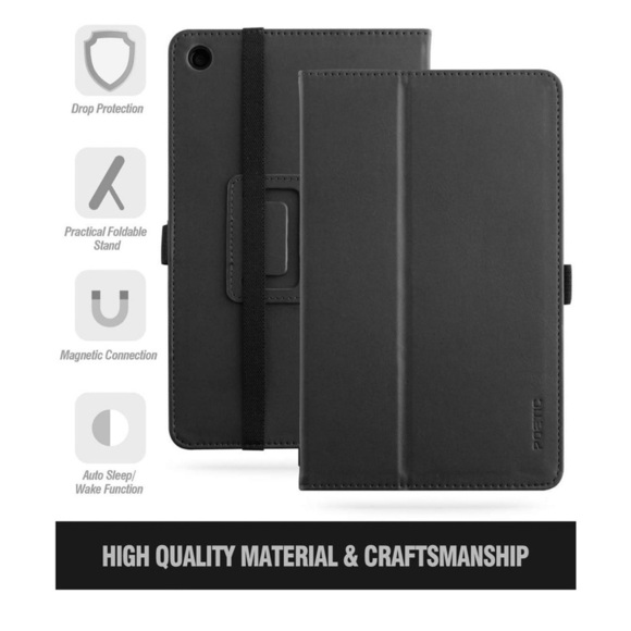 Tablet Case Fire 7 (9th Gen)Flip Stand Cover, Magnetic Closure, Black - Picture 2 of 7
